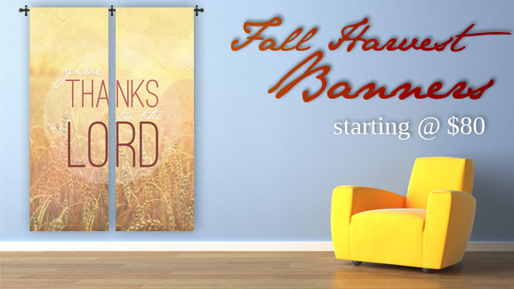 Fall and Harvest banners to remind your church of all the many blessings we have to be thankful for.